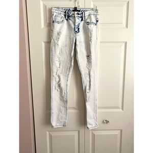 Forever 21 Blue Acid Wash Distressed Jeans